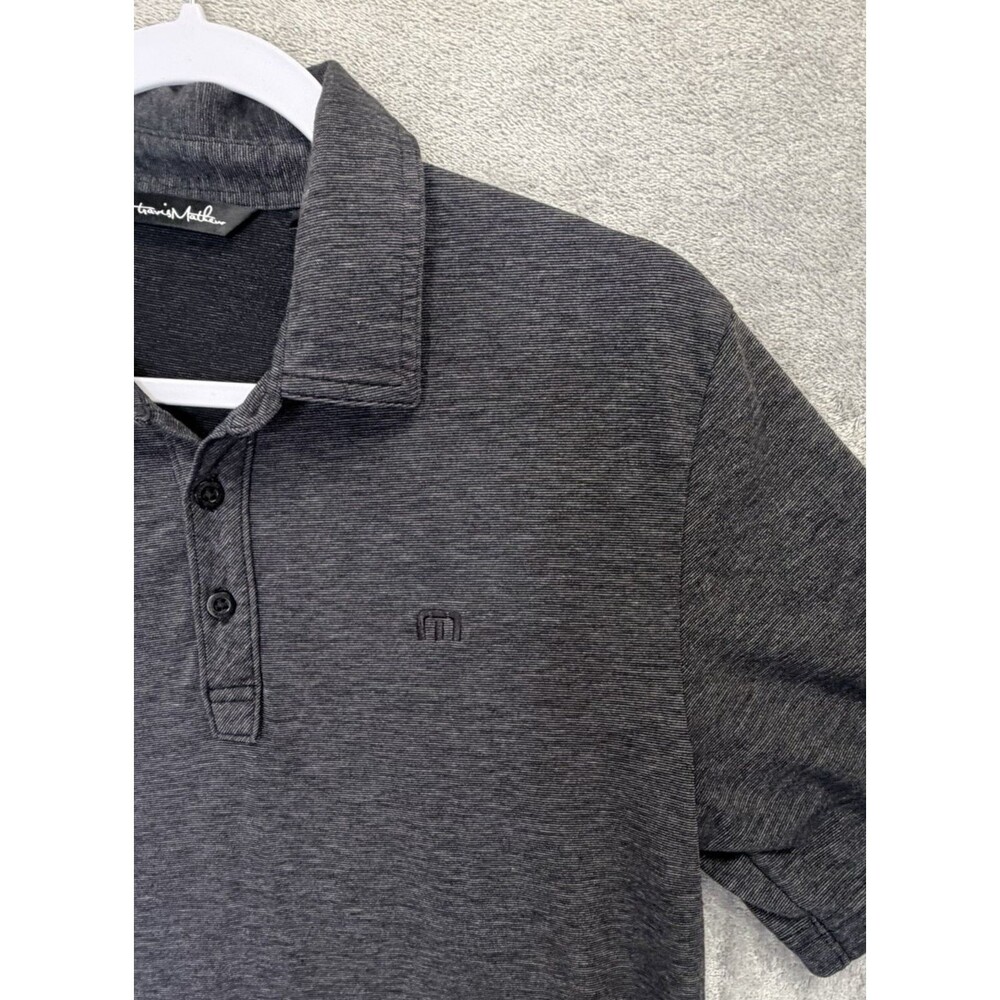 TravisMathew Polo Shirt Mens Medium Black Performance Golf Casual Short Sleeve